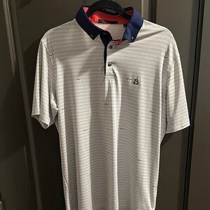 Greyson Men's Navy and White Polo Shirt